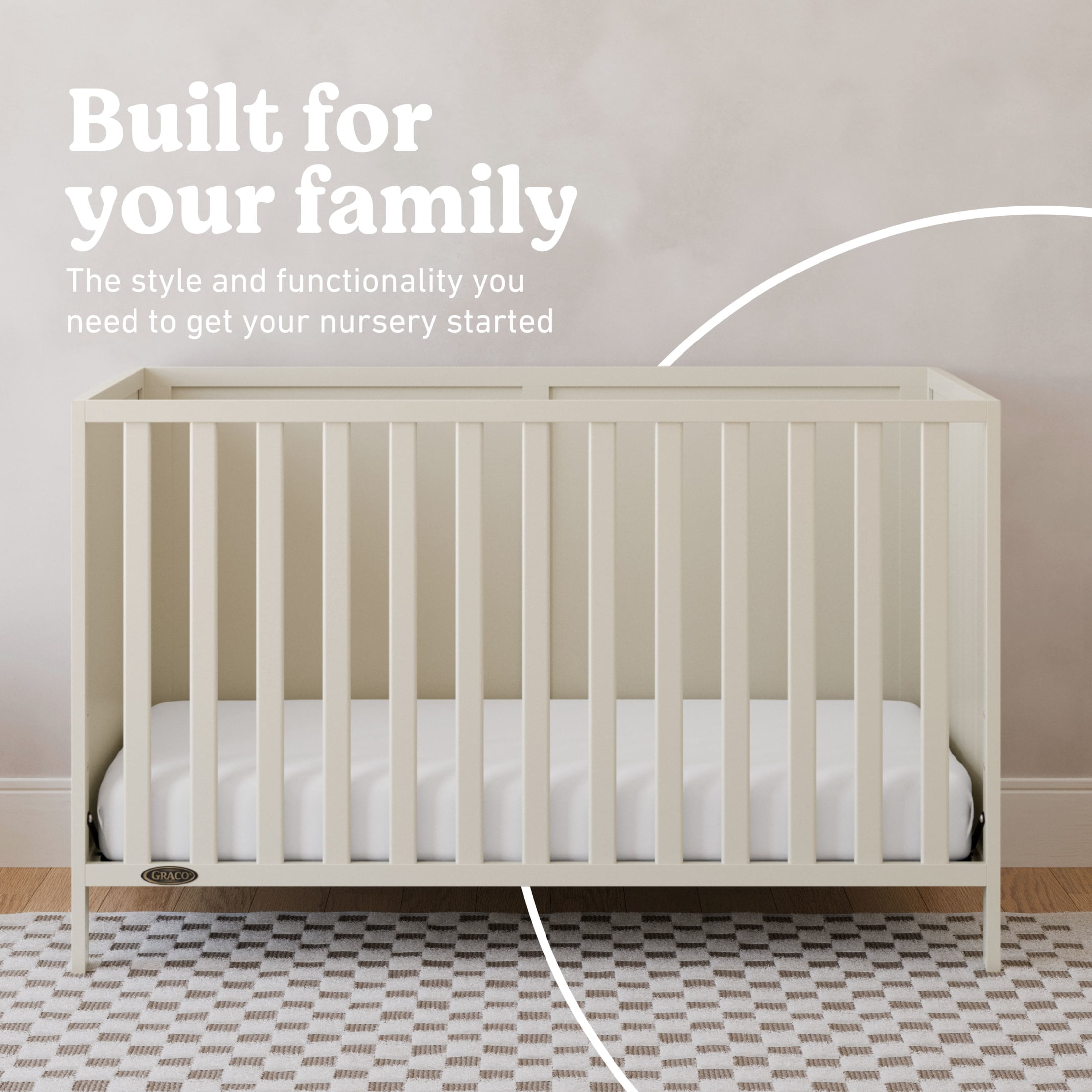 Graco Theo 3-in-1 Convertible Baby Crib, Frosted Oat