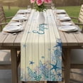 thumbnail image 4 of Teal Blue Starfish Coastal Table Runner 72 Inches, Nautical Coral Ocean Wooden Bed Runner Dresser Scarves Tabletop for Indoor Outdoor Parties/Ceremony/Banquet, 16" x 72", 4 of 9