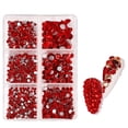 thumbnail image 5 of 5 cajas de gemas de cristales redondas de fijación en caliente de tamaño mixto, piedras de cristal, diamantes de imitación con parte posterior plana, 5 colores, accesorios para uñas DIY, 5 of 5