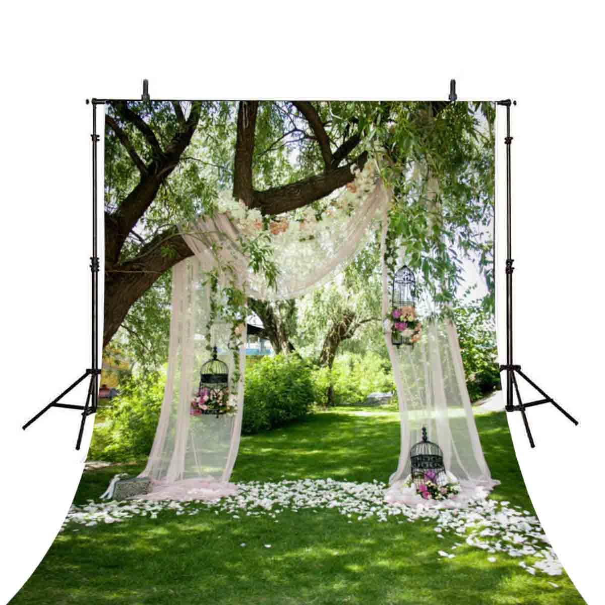 GoEoo 9x6ft Arch Flowers Wedding Shower Photography Backdrops Drapes Park Venue Engagement Bridal Shower Anniversay Background Party Events Valentines Day Decoration Photo Studio Props 