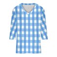 thumbnail image 2 of Aofany Womens 3/4 Sleeve Blouses Plus Size Loose Fit Plaid Womens Dress Tops for Women V Neck Tee Shirts, 2 of 3