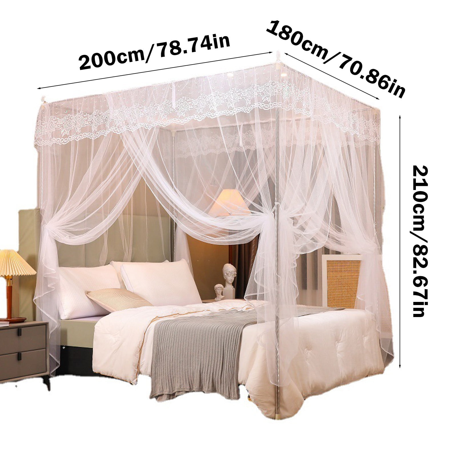 Bed Mosquito Net,Side Opening Curtain Net,Lightweight Fabric,Decorative Bedroom Window for Twin Size Beds,Easy Installation,Black Color,Room Dividers,Home Protection,Travel,NCHKUN