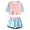 Sky Blue, variant on TOOYOU Girls Summer Outfit Sets Print Short Sleeve Top And Shorts Set Cute Round Neck Pocket Casual Outfit For Teens And Juniors Girls Playtime Outfits Size 4-5 Years Green