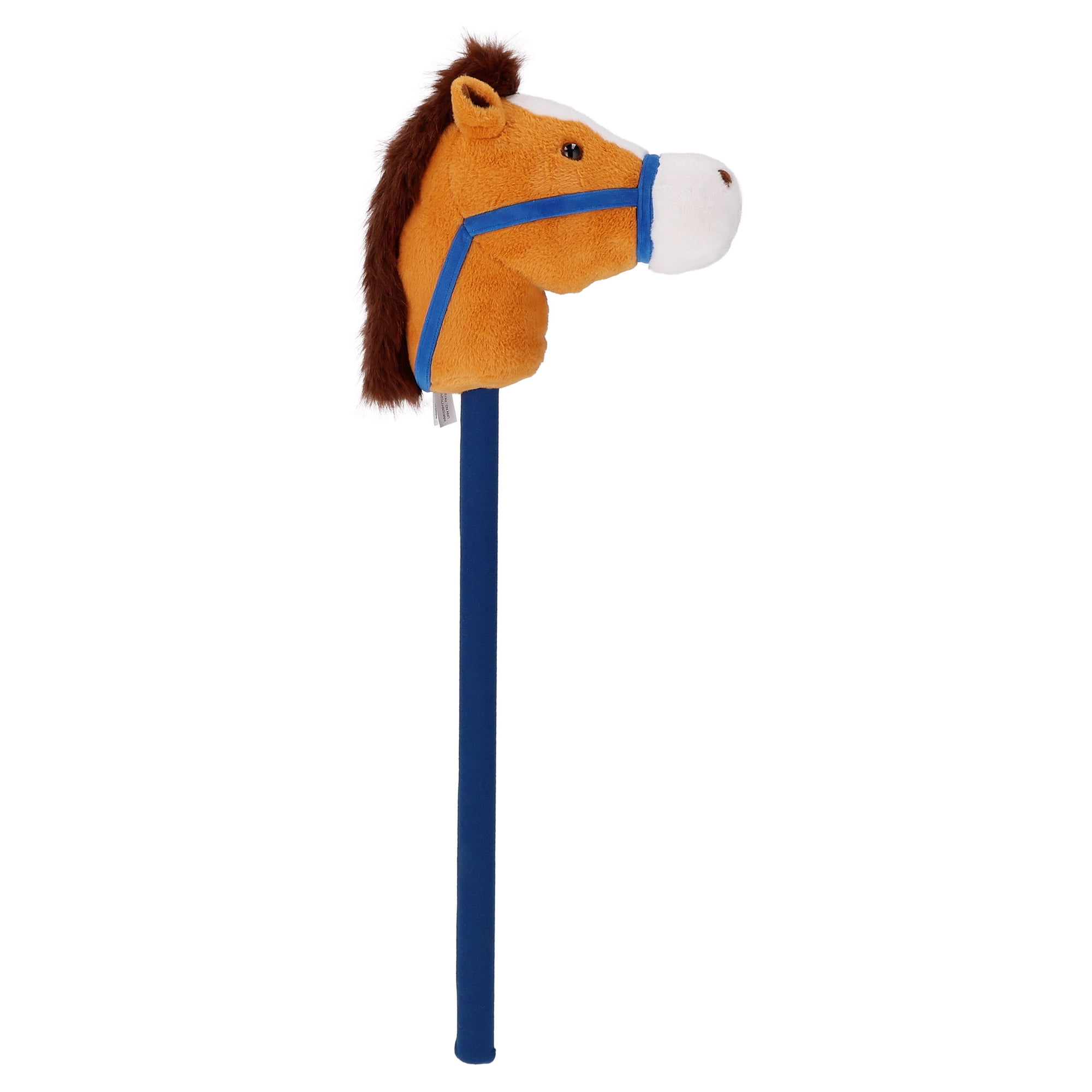 Kid Connection Plush Riding Stick Horse, Brown , 33inch H
