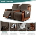 thumbnail image 5 of Timeles Waterproof Loveseat Recliner Cover with Console, Non-Slip Reclining Couch Covers for 2 Seat Recliner Sofa Cover Furniture Protector with Elastic Straps for Kids, Pets (Brown), 5 of 7
