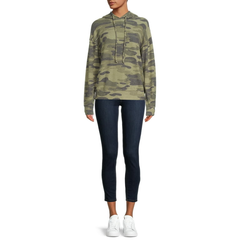 Time and Tru Women s Hacci Double Layer Hoodie Walmart