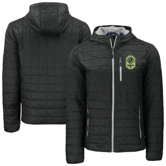 Men's Cutter & Buck Black Nashville SC Rainier PrimaLoft- Eco Full-Zip Hoodie Jacket