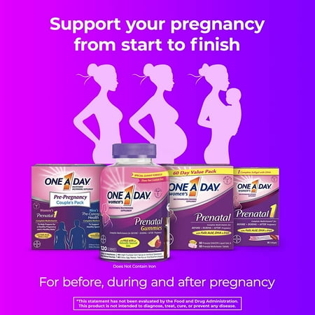 One A Day WOMEN'S PRENATAL GUMMIES 120 Ct (Pack of 2)