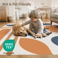 thumbnail image 4 of ODIKA 3'x5' Blue Orange Geometric Mid-Century Design Washable Throw Rug Bold Abstract Shapes with Retro Flair for Entryway, Kitchen, Mudroom, Stain Resistant, Low Profile, Non-Slip, 4 of 7