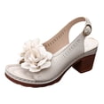 thumbnail image 6 of Rokment Women's Flower Platform Dressy Sandals for Ladies Summer Fashion Casual Floral Leather Open Toe Chunky Block High Heels Slingback Dress Pumps Beige Size 6, 6 of 8