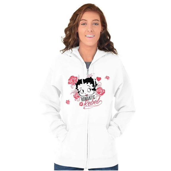 Betty Boop Romantic Rebel Flirt Zip Hoodie Sweatshirt Women Brisco Brands L