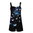 thumbnail image 5 of Linen Blend Summer Rompers Womens Loose Casual Shorts Tropical/4th of July American Flag Printed Sleeveless Jumpsuits (XXXL, Black 02), 5 of 5