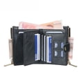 thumbnail image 2 of Cartera para hombre, billetera corta retro con cremallera, 30 % de capacidad, para licencia de conducir, portabilidad, 2 of 6