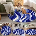 thumbnail image 5 of Blue Moire Round Area Rug 5Ft Washable Circle Rugs for Living Room Bedroom, Classic Modern Abstract Art Elegant Non-Slip Carpet Floor Mats Indoor Outdoor Carpet Runner Aesthetic Home Decor, 5 of 8