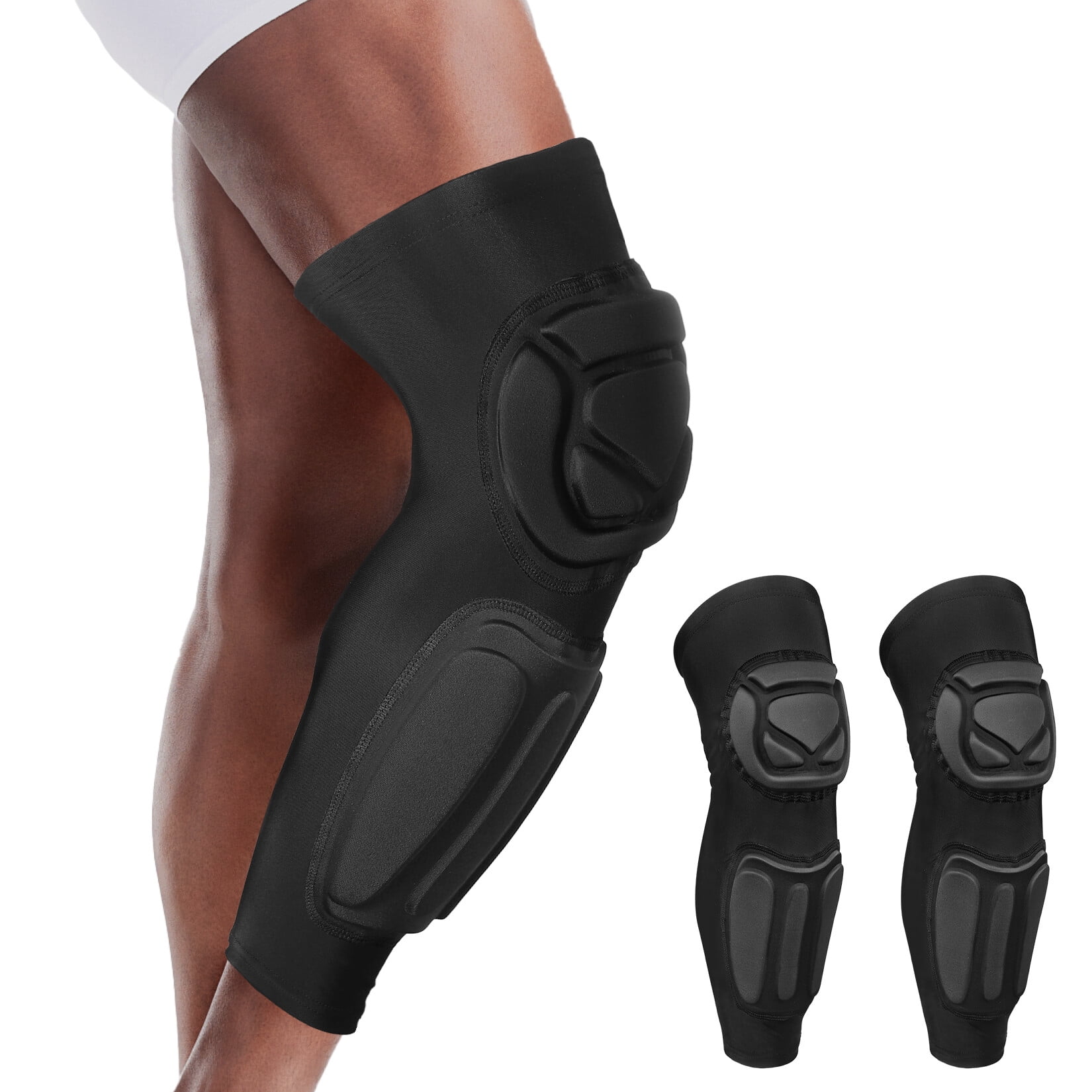 Compression Knee Pads with Shin Guard Pads, Protective Knee & Shin Leg Sleeve Support for Soccer, Football, Basketball, Wrestling, Volleyball (A Pair)