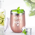 thumbnail image 3 of Mom Juice Wine Tumbler Mom Birthday Christmas Gifts for Mom New Mom Mothers to be Wife Women Her Mother''s Day Thanksgiving Day, 12 Oz Insulated Stainless Steel Wine Tumbler, Rose Gold, 3 of 6