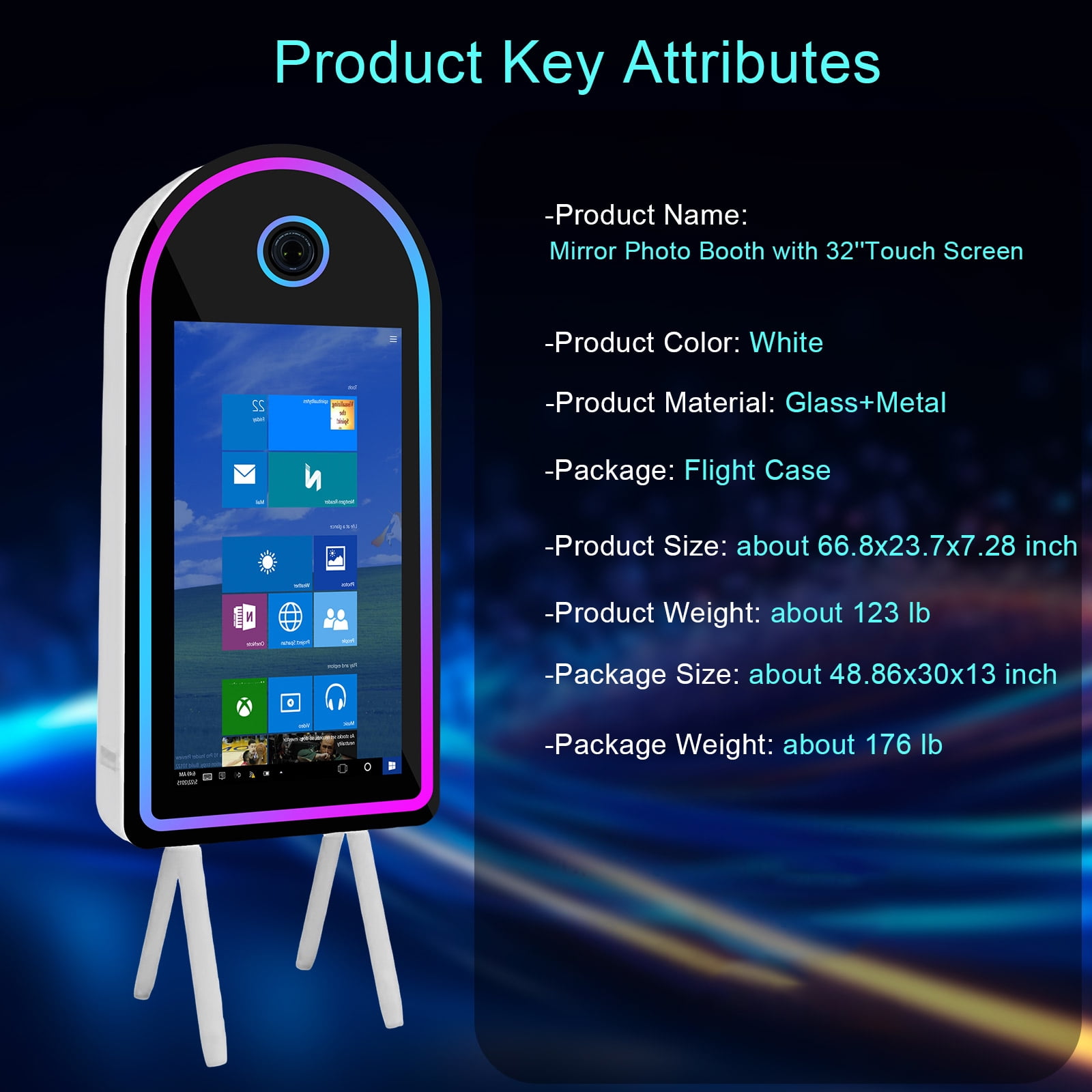LivFiv Portable Magic Mirror Selfie Photo Booth 32 inch Touch Screen for Party Events Wedding