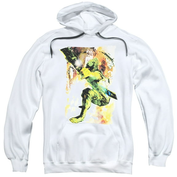 Trevco Jla-Painted Archer Adult Pull-Over Hoodie- White - Small