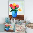thumbnail image 2 of Bouquet Of Orange and Red Tulips In A Vase 16 in x 32 in Framed Painting Canvas Art Print, by Designart, 2 of 5