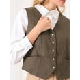 thumbnail image 4 of DARING DIVA Women's Linen Vest Button Down V Neck Business Waistcoat 2XL Brown, 4 of 6