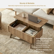 طاولة قهوة من Mopio Brooklyn في منتصف القرن الحديث مع تخزين لغرفة المعيشة ، لوحة Waveform ( Oak )