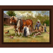 Taking a Break Horse Panel Cotton Fabric
