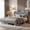Gray, variant on edx Upholstered King Bed Frame with Height-Adjustable Headboard, 3 USB Charging Ports, LED Light Strip & Bluetooth Controller, Gray