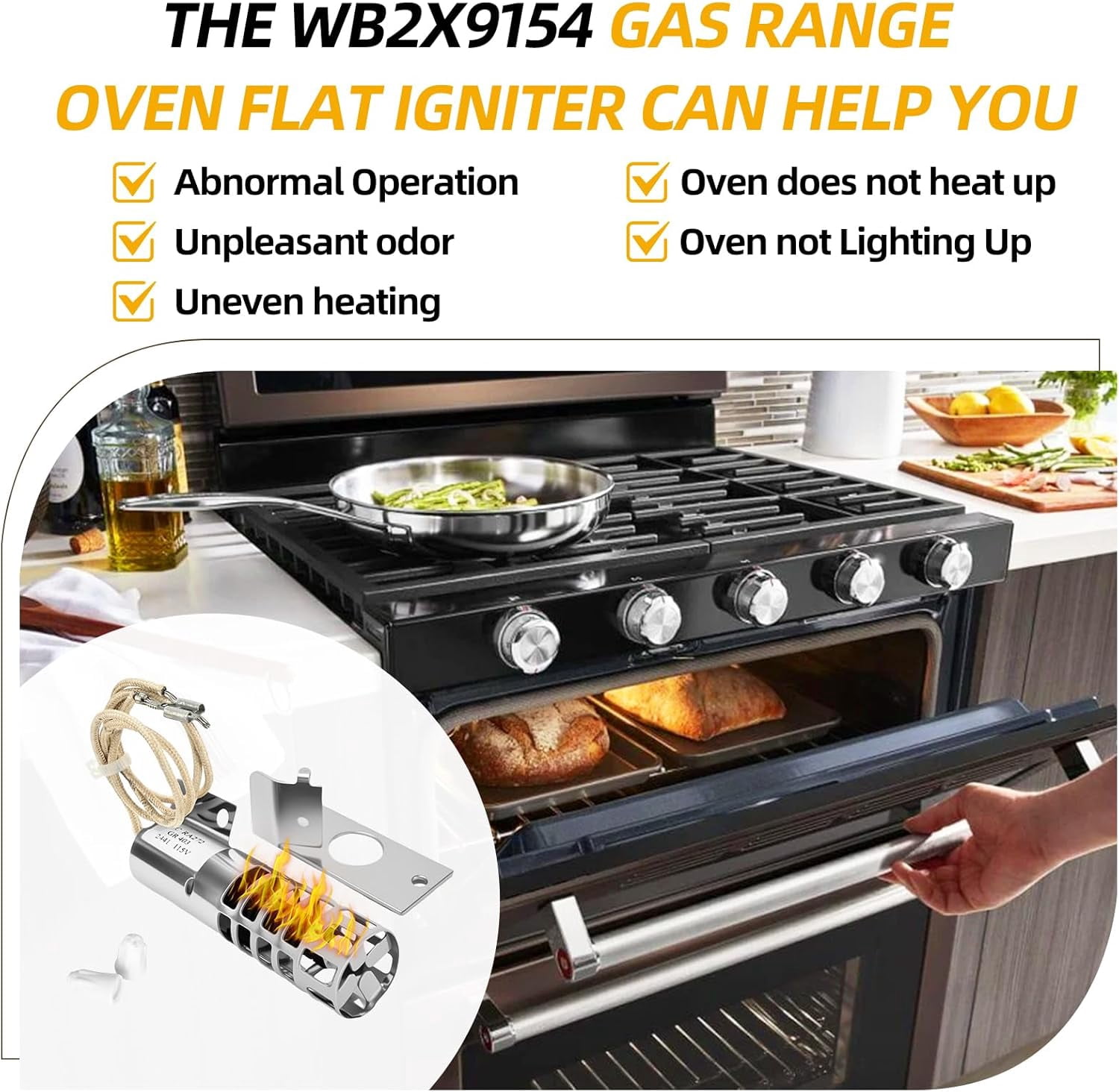 Aniceparthy WB2X9154 Gas Range Oven Igniter Fit for GE XL44 Frigidaire Whirlpool Compatible with 4342528, WB13K10027, WB13K3, WB13K4, AP2014008