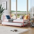 thumbnail image 2 of Twin Daybed with Trundle, Metal Day Bed, Sofa Bed Frame with Arched Headboard, Steel Slat Support, Sofa Day Bed for Living Room, Bedroom, Space Saving, 2 of 9