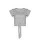 thumbnail image 4 of Sexy Casual mujer manga corta sólido cuello redondo Tops damas blusa encaje hasta chaleco Pompotops lopia987944, 4 of 6