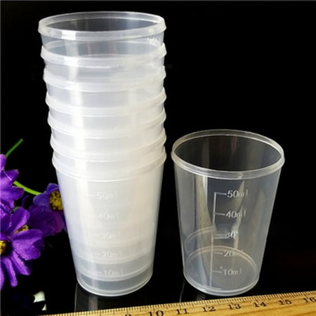 

10pcs 50ml Transparent Clear Plastic Medicine Graduated Measuring Cup Container