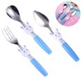 thumbnail image 1 of Juego de 3 cubiertos de acero inoxidable para niños: 1 tenedor seguro para niños, 1 raspador de barro, 1 cuchara sopera, utensilios para niños pequeños, 1 of 8