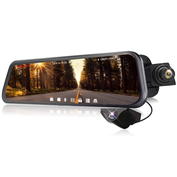 Mirror Camera 1080P Rearview Mirror Dash Cam Dual Image Sensor Digital