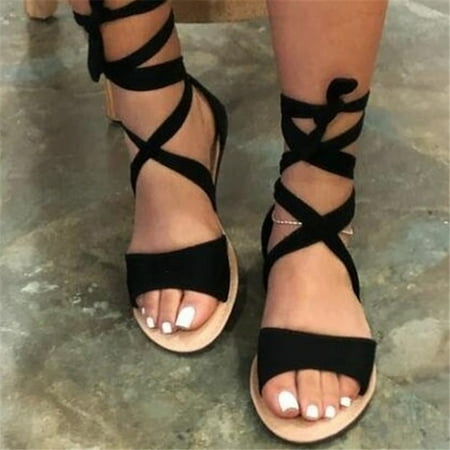 

Mzoazpie Women s Fashion Hollow Roman Womens Wedge Sandals Strap Large Size Hemp Womens Dress Sandals Rope Flat Sandals