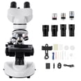 thumbnail image 1 of KFFKFF Compound Binocular Microscope, 40-2000X Magnification, Professional Compound Microscope for Adult with Phone Adapter, LED Light, Aluminum Alloy Body, for Lab, School, Home, Education, 1 of 9