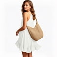 thumbnail image 5 of QUNYINEY Midi Womens Dresses Cotton Sleeveless White Summer Sundress Loose Fit A Line Crew Neck Casual Ruffle Dresses, 5 of 9