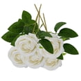 thumbnail image 1 of Cinco flores decorativas pequeñas de franela con imitación de rosa y perlas, para bodas y decoración, 1 of 8