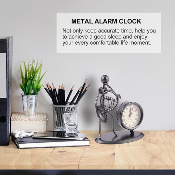 Milisten Retro Desktop Clock Dark Grey Stainless Steel Vintage Nordic Design for Home