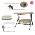 thumbnail image 2 of Kozyard Brenda 3-Seat Patio Swing Chair, Outdoor Porch Swing Glider with Adjustable Canopy, Side Pouches, Breathable Seat and Back, for Garden, Poolside, Backyard (Beige), 2 of 5