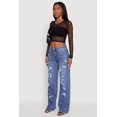 thumbnail image 4 of Womens Fishnet Long Sleeve Solid Crop Top, 4 of 5
