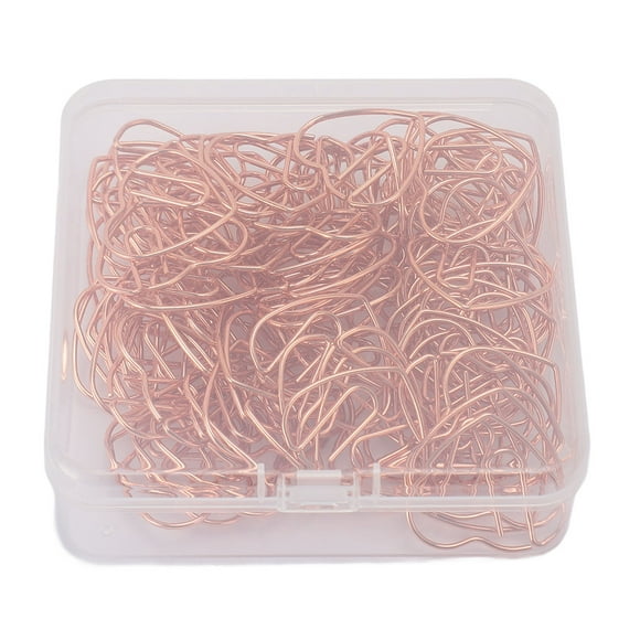 Porte-papier, Pinces à Papier en Forme de Cœur avec Boîte Transparente, Pinces à Papier Dorées 100 Pcs Fournitures de Bureau Mignonnes pour Organisateur de Bureau