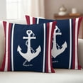thumbnail image 6 of 2 Pack Outdoor Waterproof Throw Pillow Covers,Nautical Anchor Navy Blue Decorative Square Pillow Case Patio Pillowcases for Chair Couch Sofa 16x16in, 6 of 9