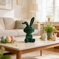 thumbnail image 5 of Easter Soft-Flocked Rabbit Sitting Ornament, 13.4" Creative Flocked Bunny Figurines, Realistic Flocking Rabbit Tabletop Mantel Decor, Spring Animal Decor For Living Room Entryway TV Stand, Green, 5 of 8