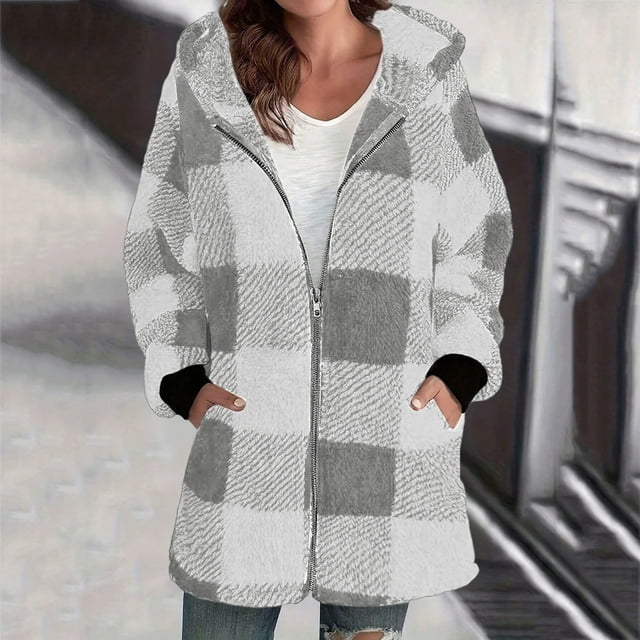 KIHOUT Womens Fuzzy Fleece Jacket Fall Winter Faux Fur Coat Sherpa Jacket Open Front Cardigan Outerwear with Pockets