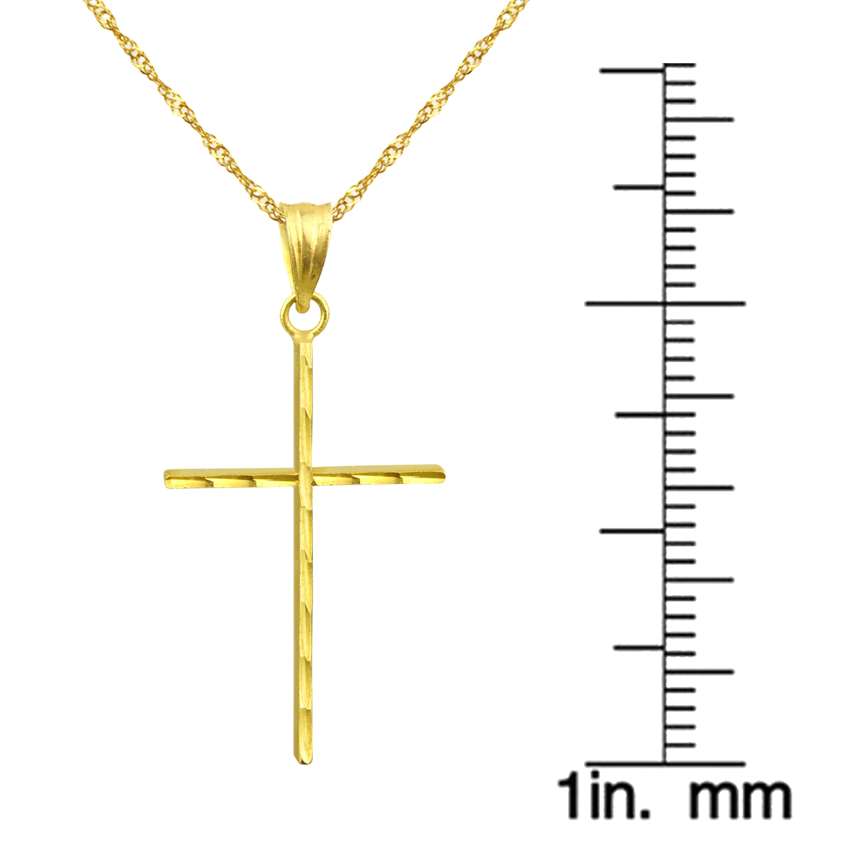 Handcrafted 10kt Gold Stick Cross Charm Pendant