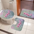 thumbnail image 5 of Spring Floreal Bathroom Rugs Set Pink Lily of The Valley Raindrops Botanical Farm Non Slip Absorbent Soft Bath Mats 3 Piece Set with Bathroom Rug, U-Shaped Floor Mat, Toilet Seat Cover Small Size, 5 of 9
