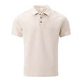 thumbnail image 3 of Polo Shirts for Men Short Sleeve Quarter Button Up Polo Tees Basic Khaki Mens Beach Outfit, 3 of 5
