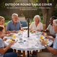 thumbnail image 3 of Round Outdoor Tablecloth with Umbrella Hole and Zipper, Pink Dreamy Botanical Tablecloth with Elastic Waterproof, Spring Floral Leaves Romantic Patio Table Covers for 31" - 35" Picnic Pool Tables, 3 of 9