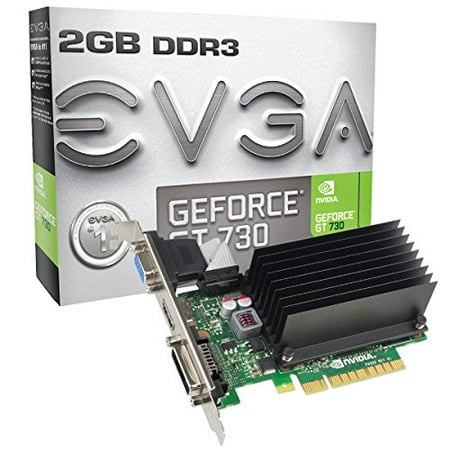 - Evga Geforce Gt 730 Graphic Card - 902 Mhz Core - 2 Gb Ddr3 Sdram - Pci Express 2.0 - 1800 Mhz Memory Clock - Directx 12, Opengl 4.4, Opencl - Hdmi - Dvi - Vga (02g-p3-1733-kr)