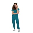 thumbnail image 6 of Green Town Scrubs for Women Scrub Set - V-Neck Top and Straight Leg Pant, 5 Pockets, Easy Care, Solids and Prints Uniforms, 6 of 7